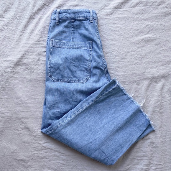 Topshop Wide Leg Cropped Jeans Light Wash - Picture 3 of 7